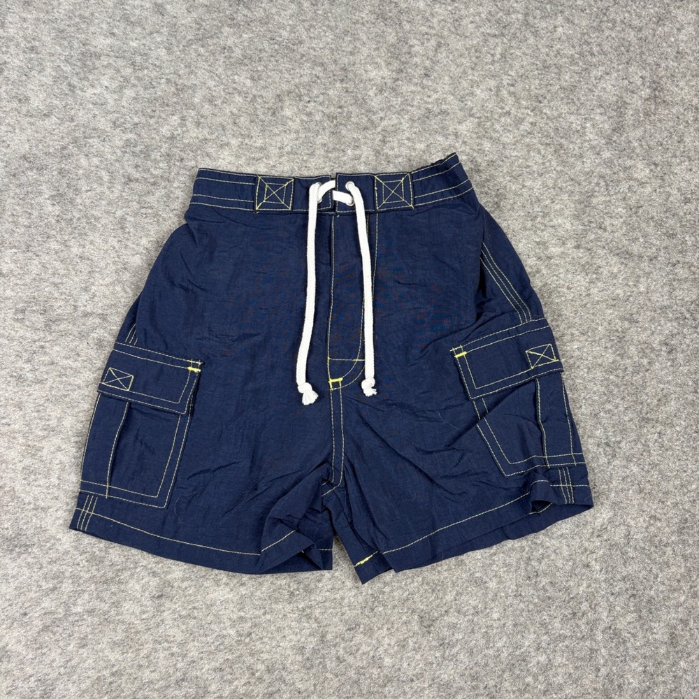 Miniwear Cargo Swim Trunks Boys‎ 18M Navy Blue Contrast Stitch Nylon Shorts